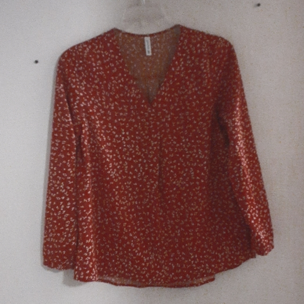 Pullover blouse, small, Jouico, brick red and white pattern